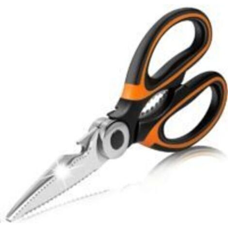 Ciseaux Cuisine Robustes, Ciseaux de Cuisine cranteur multiusage en Acier Inoxydable Sharp Professionnel Nouveaux avec Couvercle de Lame pour Poulet, Poisson, Viande, légumes, Herbes, os, Noix