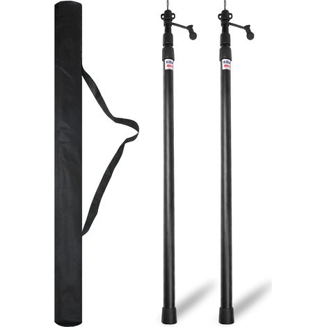 2PCS Mât de Tente Télescopique Support de Bâche en Aluminium 2,3M Poteaux de Bâche Réglable Poteau pour Voile Ombrage Camping Vacances Accessoires pour Auvent Toile Jardin