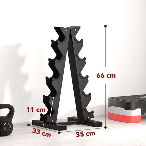 Supporto per manubri 10 posti, 5 livelli, acciaio, 100 kg, nero HAVRYA (1/5)
