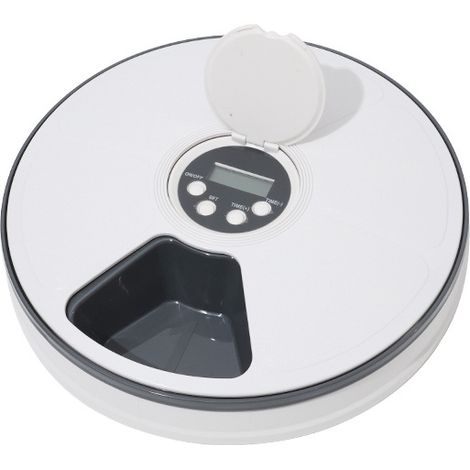 Bol pour animaux de compagnie, Fournitures pour animaux de compagnie Six trous, Mangeoire intelligente avec minuterie Ustensiles pour animaux de compagnie Mangeoire automatique blanc cassé 30.530.56.4 (1/2)