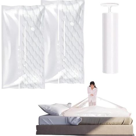 2 Stück Matratzen-Vakuumbeutel (100 x 180 cm)，Matratzen-Vakuumbeutel，Geeignet für Breiten von 150，180 cm und Dicken bis zu 5 cm (1/5)