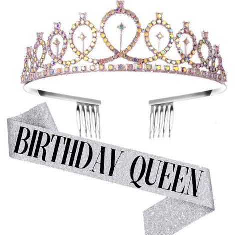 Diadèmes d'anniversaire pour filles, couronnes pour femmes, diadème de reine d'anniversaire avec écharpe « Fille d'anniversaire », couronne pour filles, diadèmes et couronnes pour filles (1/5)