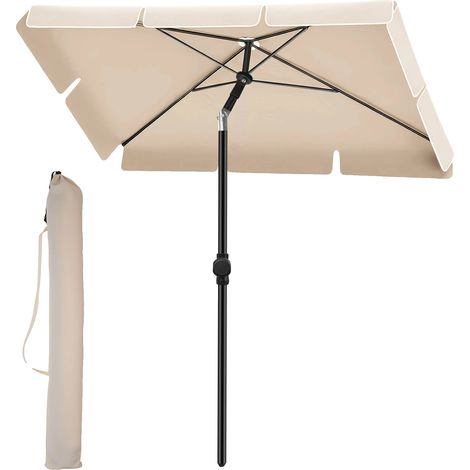 Sombrilla, estructura de acero resistente, ángulo ajustable, color beige. (1/2)