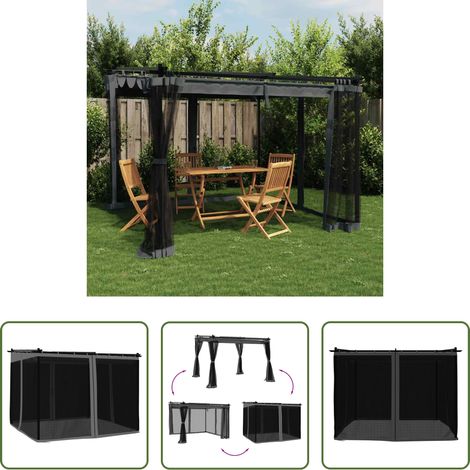 Terrassenpavillon - Pavillon mit Netzwänden Anthrazit 3x3 m Stahl (1/5)