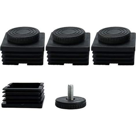 Pieds réglables M8 tube carré 50x50 mm - Insertion dans pieds de meubles - Coulissants - Lot de 4 (50x50 M8 + 40) (1/5)