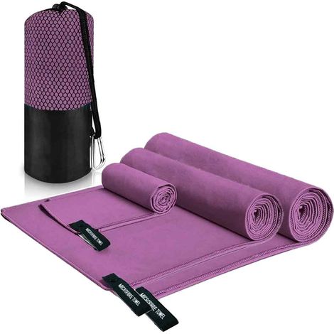 Lot de serviettes en microfibre, séchage rapide, avec sac de transport, polyvalent sport/plage/voyage (1/5)