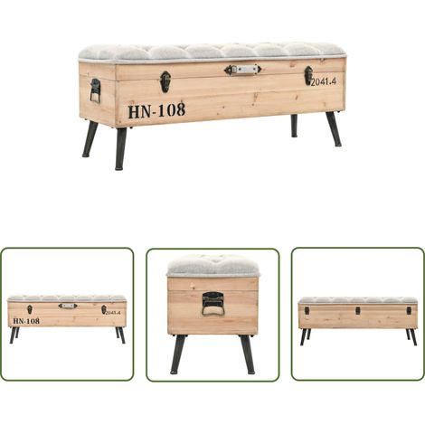 The Living Store Sitzbank mit Stauraum 110 cm Massivholz Tanne - Aufbewahrungsbank - Vintage Möbel - Holzbank - Sitzbank Mit Stauraum - Wohnzimmerbank (1/5)