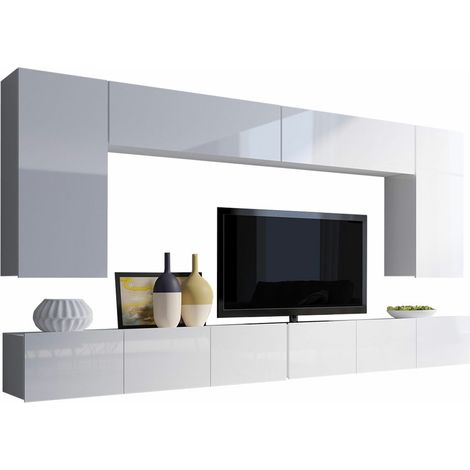 Conjunto de salón Tivdalu 135, Blanco + Blanco brillante