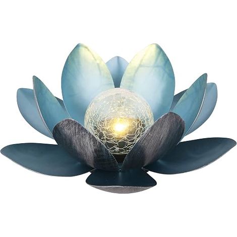 Solar Lamp, Ø 27 cm, Height 11 cm, metal, Silver/Blue (1/5)