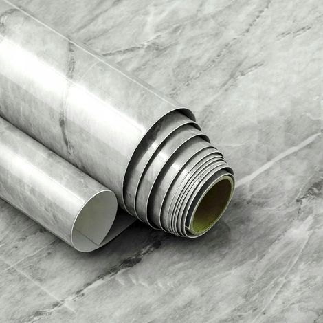 Papel pintado autoadhesivo brillante con efecto mármol para paredes y revestimiento de muebles, 60 cm x 10 m. (1/5)