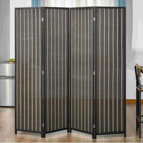 Paravent 4 panneaux 180x180 cm en bambou brun, pliable, pour salon, gain de place – MEUBLIV (1/5)