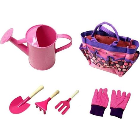 Kit d'outils de Jardin pour Enfants Ensemble de Jardin d'extérieur pour Enfants Outillage de Jardin pour Enfants (Rose) (1/5)