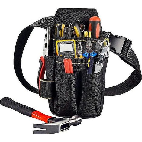 Werkzeuggürteltasche, 25,5 x 12,5 x 3 cm, Schwarz, wasserdichtes 600D Oxford-Gewebe (1/4)