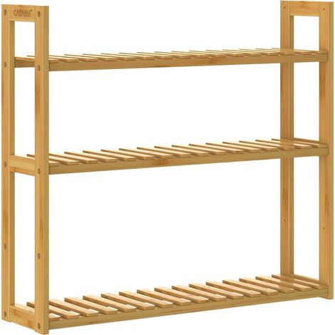 CASARIA® Badregal Holz Schwebend Küche 3 Ablagen 30kg Belastbar Regal 60x54cm Schmal Badezimmerregal Verstellbare Böden Wandregal Standregal Bambus