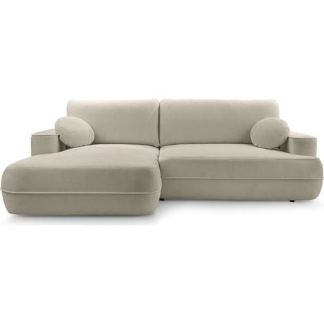 Selsey Fuerro – Ecksofa mit Schlaffunktion, Bettkasten, Ottomane links,Strukturstoff wasserabweisend, Hellbraun