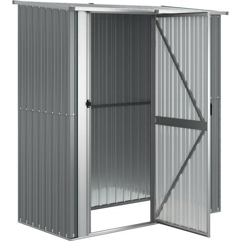 Abri de jardin métal gris, cabanon extérieur acier galvanisé, porte verrouillable, rangement outils, 3,67 m³, 180,5x97x209,5 cm (1/5)