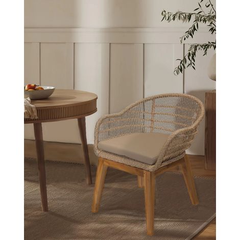Maelie - Chaise en teck massif et corde beige (1/5)