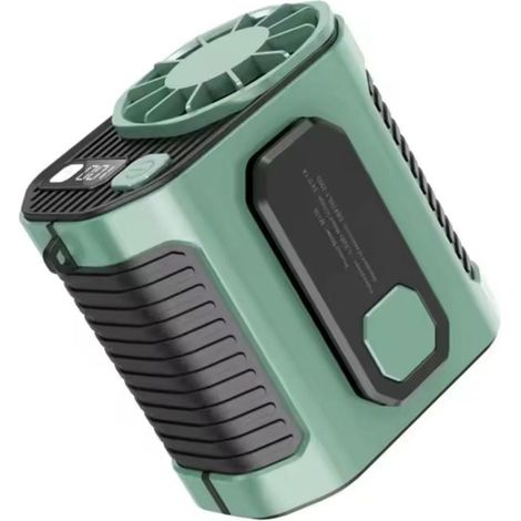 Ventilateur de taille portable (vert) 4000 mAh, rechargeable par USB, affichage LED, 10 vitesses de ventilation, vitesse maximale 28 800 tr/min (1/4)
