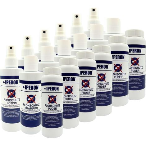 6 Stk. IPERON® Flohschutz Trio - je 6 x 200 ml Lotion, 200 ml Shampoo & 100 g Puder im Set