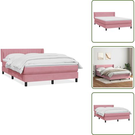 Boxspringbett mit Matratze Rosa 140x220 cm Samt - Boxspringbett - Boxspringbetten - Bett - Schlafzimmerbett (1/5)