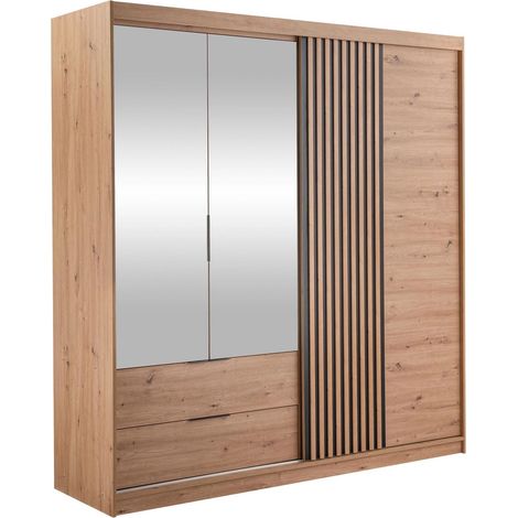 Armoire Honolulu 246 , 213x203x60cm, Portes d'armoire: Avec des charnières, Coulissantes, Nombre d'étagères: 0