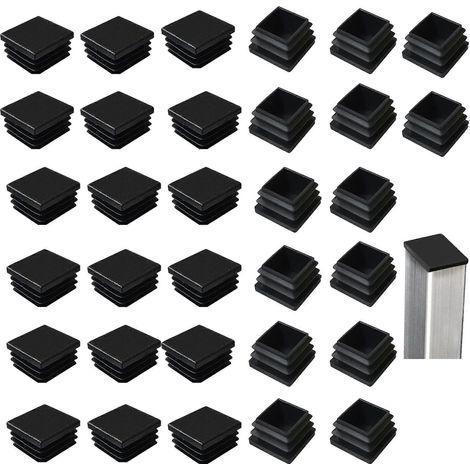Lot de 32 bouchons lamellaires pour tubes carrés de 40 x 40 mm, carrés en plastique noir, bouchons carrés pour produits métalliques/chaises/canapés/tables (1/5)