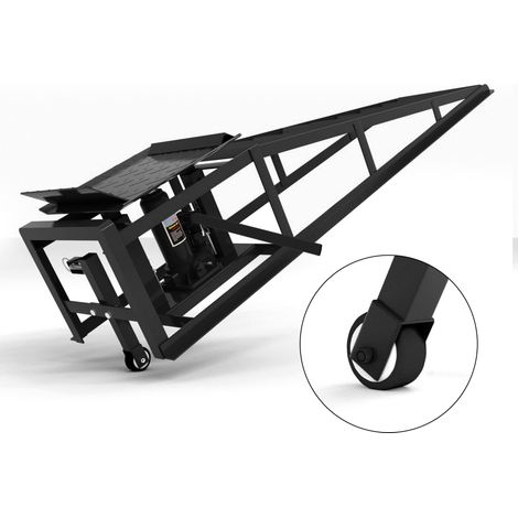 Lot de 2 rampes hydrauliques avec roulettes, 5T charge lourde (11065 lbs) avec cric intégré, élévateur portable pour vidange et garage bricolage, hauteur 23-36 cm (9-14,2 po), noir (1/5)