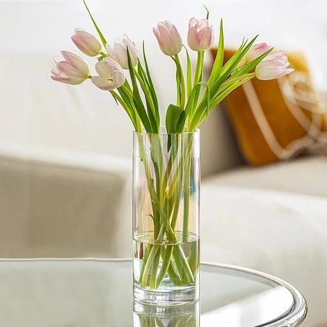 60 cm große, durchsichtige zylindrische Vase