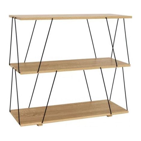 Étagère de rangement - JUANIO - Étagère décorative multifonction 3 niveaux - Métal noir - Plateaux effet bois - L80×P30×H71 cm (1/4)