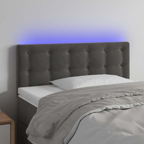 vidaXL Cabecero con LED de terciopelo gris oscuro 100x5x78/88 cm (1/5)