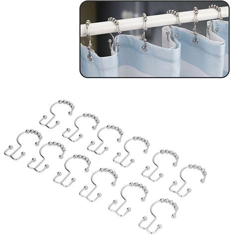 Accroche Double Robinet Douche Mano – Lot de 12 Hooks en Acier Inoxydable Élégants pour Rideau et Coussin (1/5)