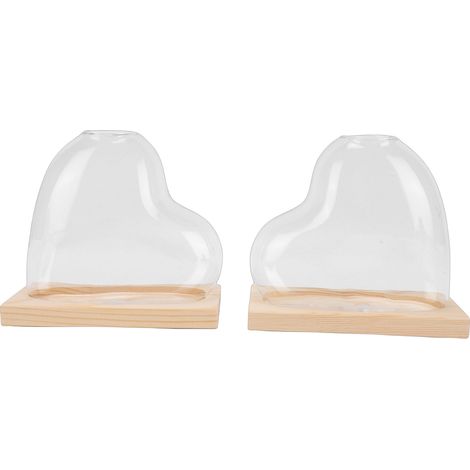 Lot de 2 vases de propagation en verre en forme de cœur, pour la culture hydroponique de petites plantes. Décoration idéale pour la maison ou le bureau. Couleur : marron clair. (1/5)