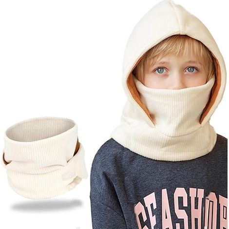 Cagoule d'hiver chaude adaptée aux enfants de 4 à 10 ans, masque de ski multifonctionnel, coupe-vent et ajustable, bonnet en polaire chaude, cache-cou/écharpe, convient aux activités de plein air pour (1/5)