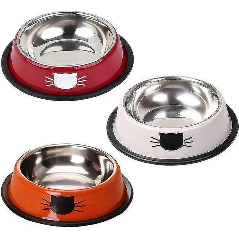 3er-Set Katzennäpfe aus Edelstahl, Futter- und Wassernäpfe mit rutschfester Oberfläche (1/5)