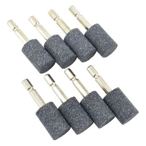 8 Meules Abrasives Cylindriques 20 Mm À Tige Hexagonale 1 4 Pouce Pour Perceuse Outil Rotatif (1/4)