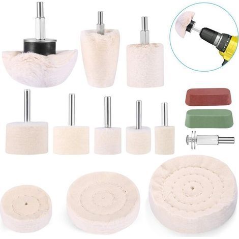 Accessoires de polissage, visseuse sans fil, roue / tampon / cône de polissage, kit de brosses coniques, en velours de coton, pour perceuse (1/4)