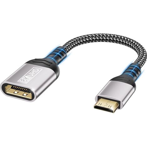 8K Adaptateur Mini HDMI vers HDMI 2.1, 8K@60Hz, 48 Gbps, Tressé (1/5)