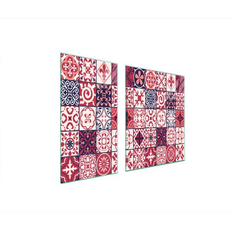 PLAQUE DE PROTECTION EN VERRE POUR POÊLE 90x52 MOSAÏQUE (1/5)
