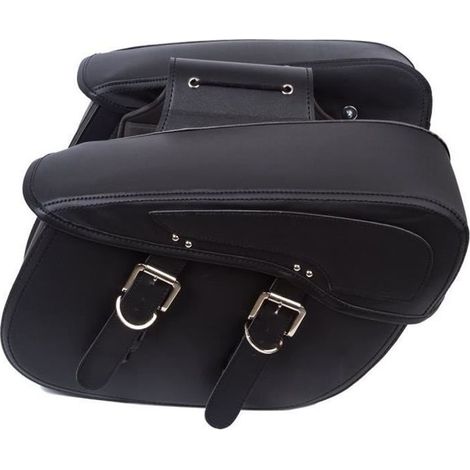 Sacoche Cavalière Moto en Cuir PU Sacoche Latérale Étanche Sacoches Cavalières 1 Paire Noire (1/4)