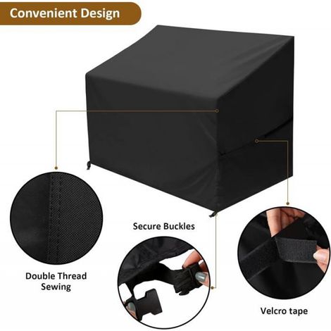 Housse Banc Jardin - Oxford 420D - Imperméable Coupe-Vent UV - Pour Banc 2 Places - 131x69x65/89 cm (1/4)