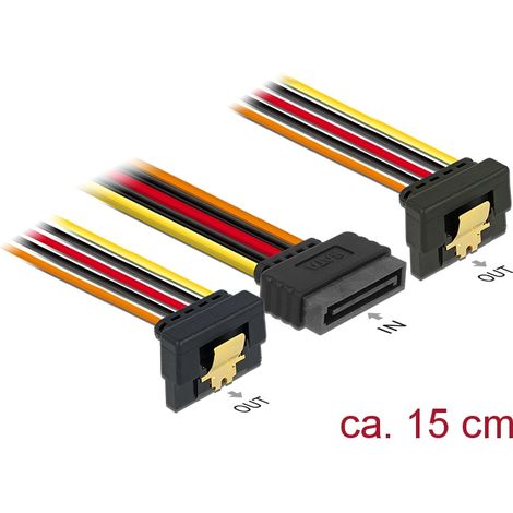 Delock Cable SATA macho de alimentaciÃ³n de 15 patillas con funciÃ³n de bloqueo  2 x SATA 15 pines de alimentaciÃ³n hembra 15 cm