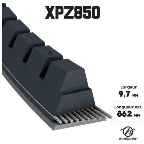 Courroie tondeuse XPZ850 trapézoïdale crantée  9,7 x 862 mm (1/4)
