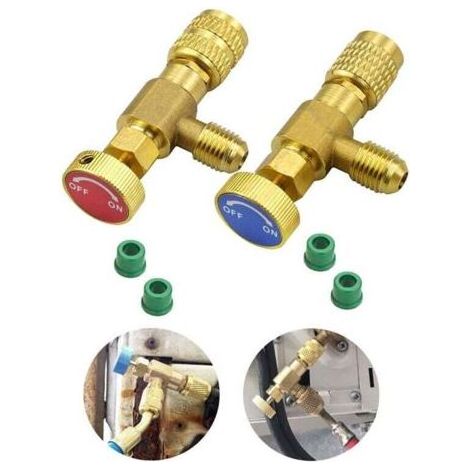 Adaptateur de raccordement climatiseur R410A/R22 coupeur rapide sécurité SAE 1/4 mâle à femelle (1/5)