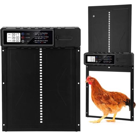 Porta basculante automatica - Grande, a batteria, in alluminio, con schermo LED, impermeabile, con timer e funzionamento manuale - Nera (1/2)