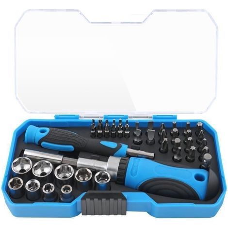 Jeu de tournevis à cliquet, kit de tournevis de précision tout-en-un avec étui, jeu de tournevis Torx manuels, tournevis multifonction pour réparations domestiques et bricolage (1/5)