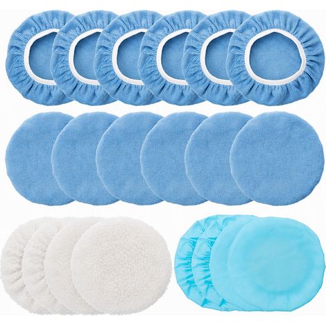 Bonnet en non-tissé de polissage bleu pour polisseuse, housse de lustrage et de cirage pour voiture, 5 à 6 pouces (1/5)