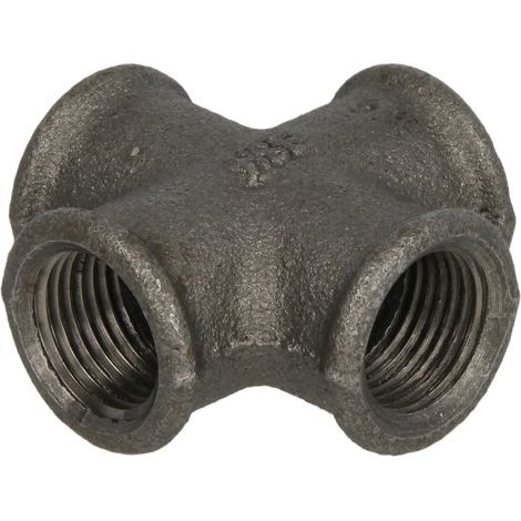 Raccord en fonte malléable noir croix 1 1/4’’ FF/FF/FF/FF