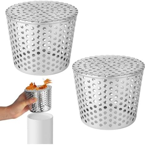 Grilles de gouttière en acier inoxydable, lot de 2, 90-110 mm, récupérateur de feuilles, protection de descente de gouttière, panier de récupération de feuilles, crépine, (1/5)
