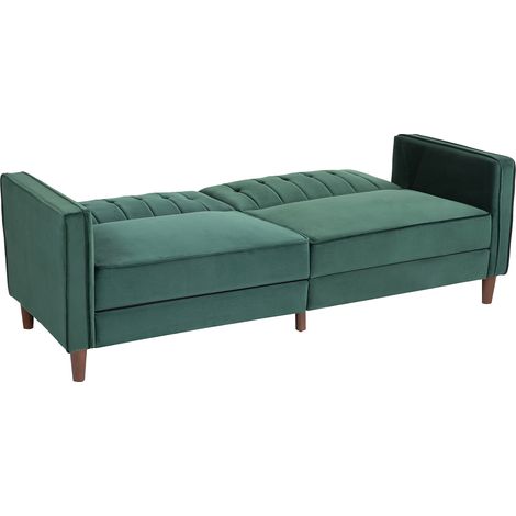 VelvetFeel ThreeSeater Sofa Bed  Green (1/5)