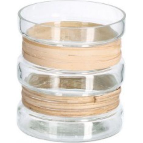 Vaso "zhob" naturale in vetro lavorato a mano -Ø10x20h (1/2)